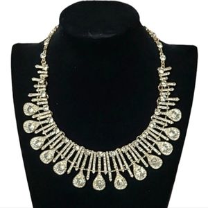 Couture Clear Gold Tone Clear Rhinestone Bib/Collar Necklace Dripping With Swag!